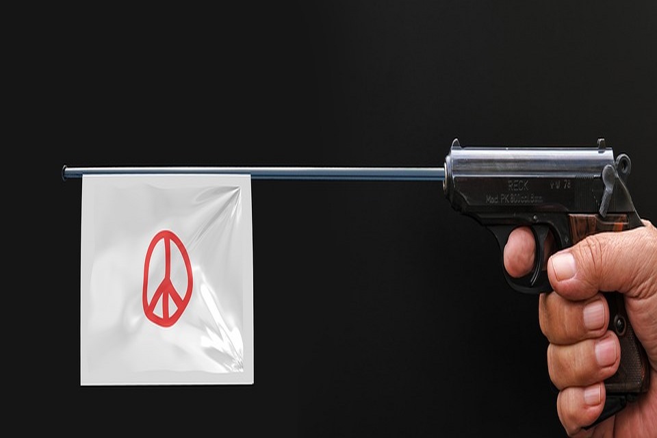 imagen arma con bandera blanca